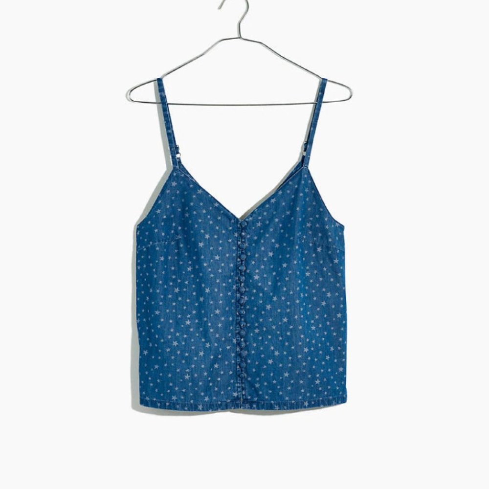 Madewell Denim Button-Down Cami in Star Jacquard
